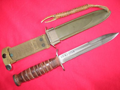 Original Rare Near Mint WW2 US M3 UTICA Trench Fighting Knife With M8 