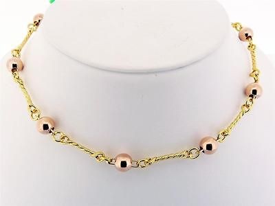   Silver MILOR Gold & Copper Vermeil Rod and Bead Necklace 17 18.07 gms