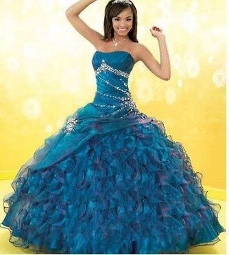 New Strapless New Quinceanera dress Prom ball gowns color bridal dress 