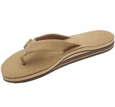 MENS RAINBOW LEATHER SANDALS SIERRA BROWN DOUBLE LAYER 302