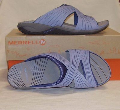 new merrell womens heather slide sandals twilight blue sz 9