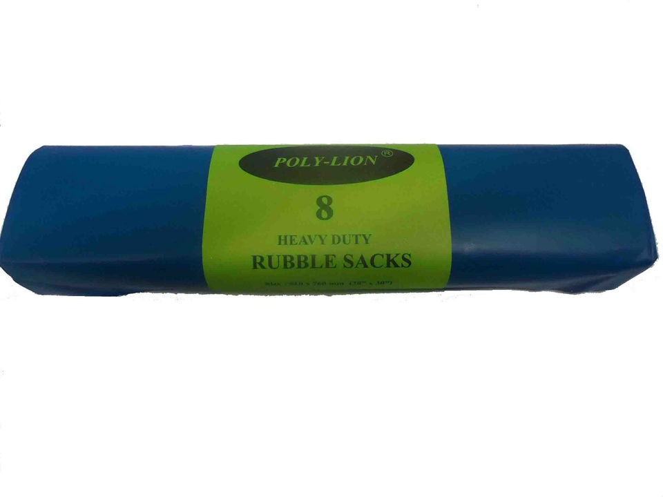 HEAVY DUTY BLUE BUILDERS RUBBLE SACKS/BAGS ON ROLLS 20x30 (510x760mm 