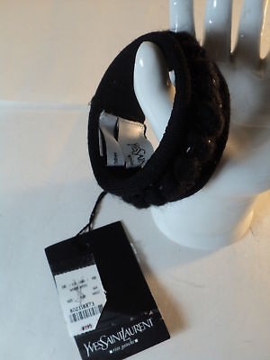 ysl yves saint laurent blk wool bangle bracelet nwt 195