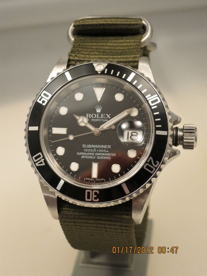 20mm ZULU strap ARMY GREEN (exclude Rolex 200m Submariner watch)