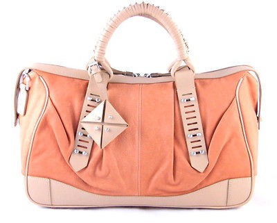 New w/Tag Authentic Allibelle NYC Papaya Orange Natural Mohawk Satchel 