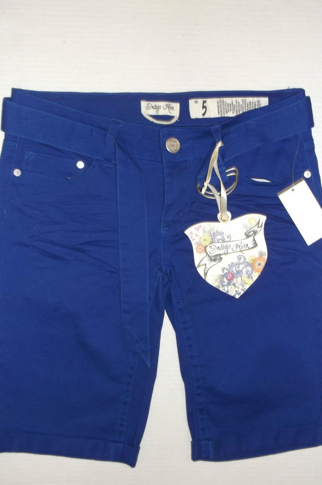 NEW WITH TAG INDIGO REIN ROYAL BLUE BELTED BERMUDA WALKING SHORT SZ 5 