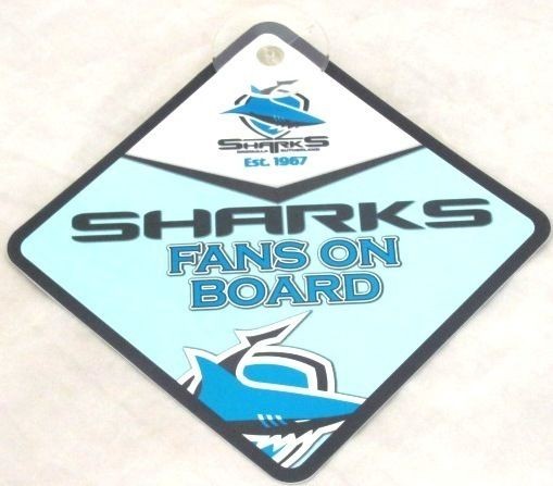 99399 CRONULLA SHARKS NRL PLASTIC FAN ON BOARD STICK ON CAR WINDOW 