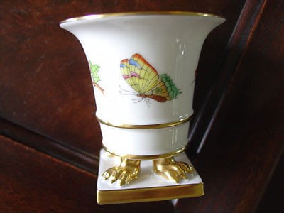 herend cachepot vase on gilded claw feet 6404 hungary 1998