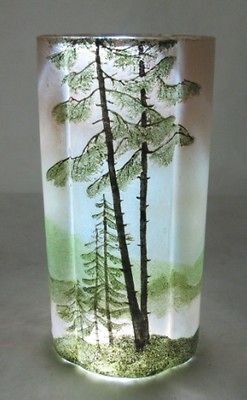 GORGEOUS C. 1920 LEGRAS CAMEO SCENIC VASE WITH ENAMEL LANDSCAPE