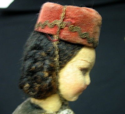 rare greek cloth doll / pretty face original vintage clothing fabulous 