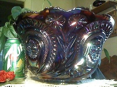 XXXLG 10.75 SMITH GLASS ELECTRIC PURPLE CARNIVAL FRUIT BOWL Exc 