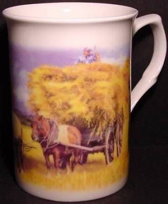 shire horse pair hay cart china mug location united kingdom