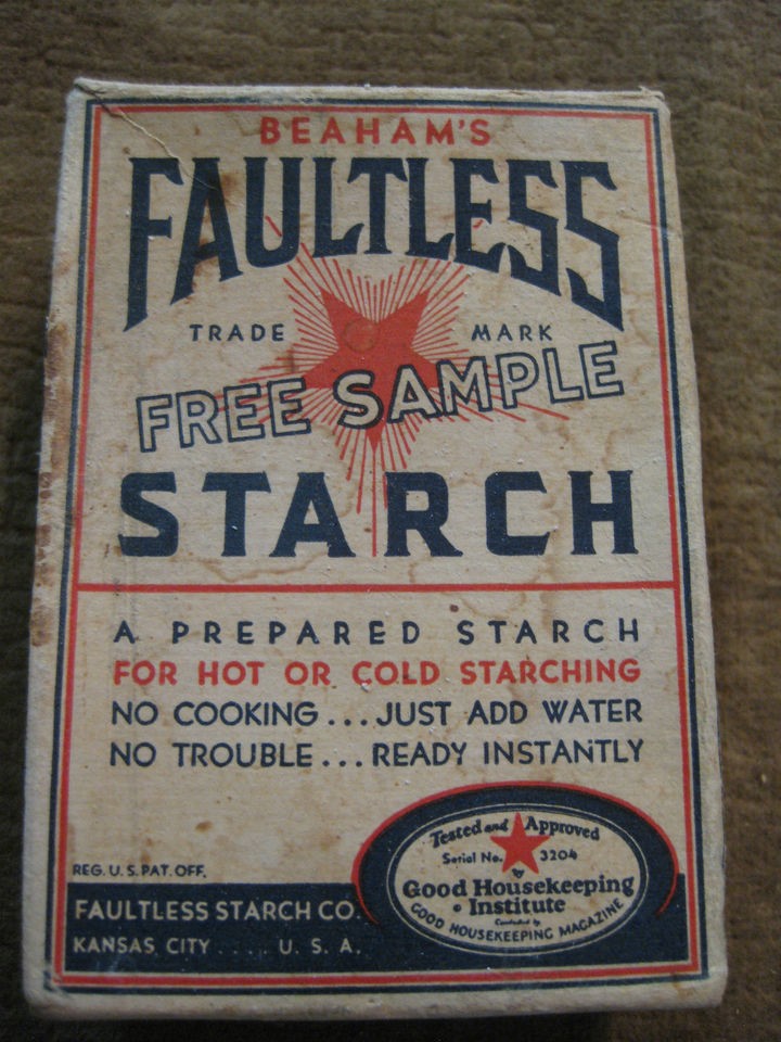 VINTAGE SAMPLE BOX BEAHAMS FAULTLESS STARCH GREAT DISPLAY ITEM 