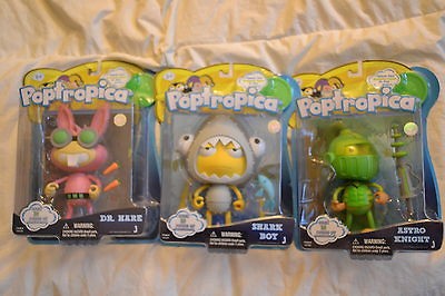 POPTROPICA   SHARK BOY   DR. HARE   ASTRO KNIGHT   MIB/MOC   3 ACTION 