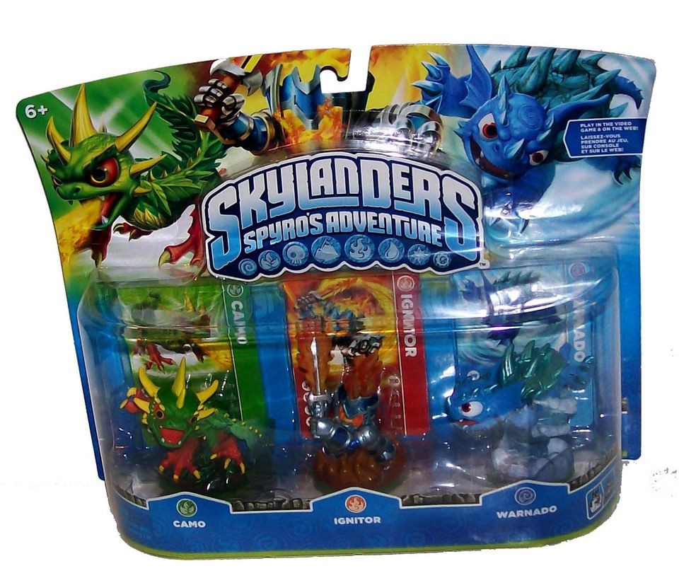 skylanders spyro s adventure 3pk camo ignitor warnado htf time