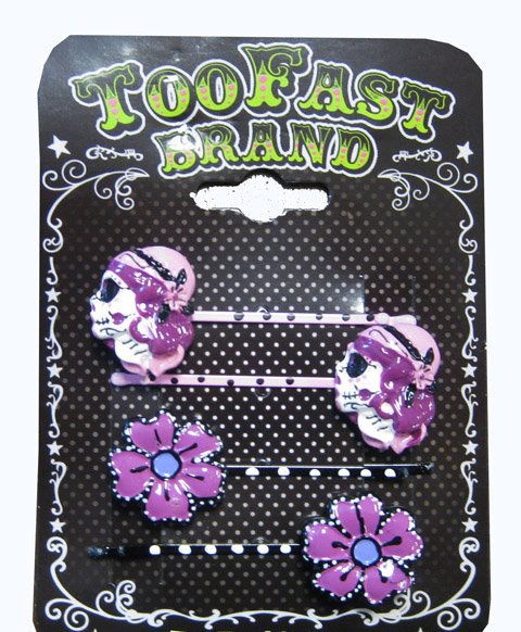   Fast Gypsy Love Zombie Sugar Skull Flower Horror Hair Clips Pin Slides