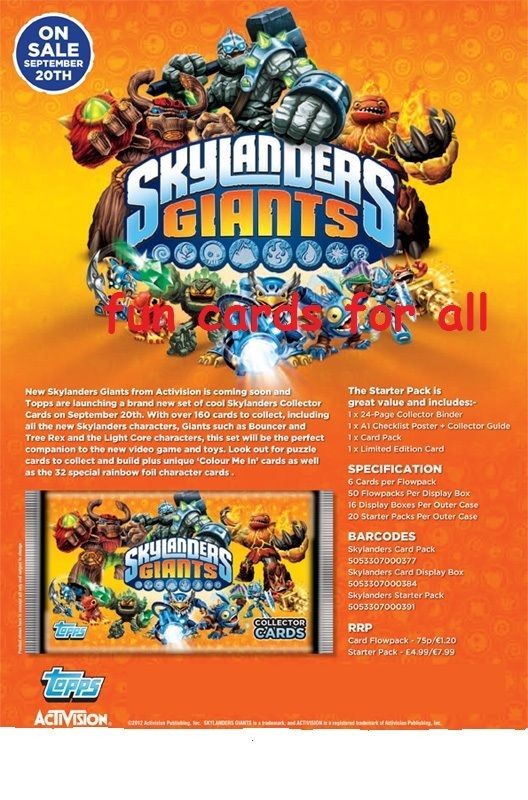 Topps Skylanders Giants Trading Cards Mirror Foil Cards List One 124 