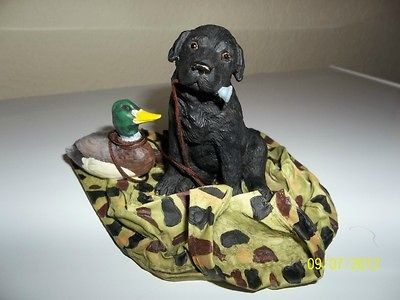 NEW black lab labrador retriever hunter collectible figurine