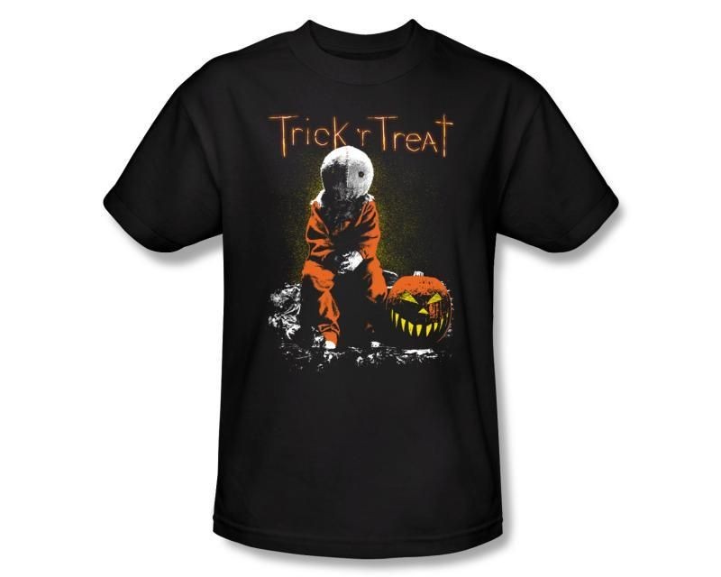 Licensed Trick r (or) Treat Movie Sitting Sam Pumpkin T Shirt Adult 