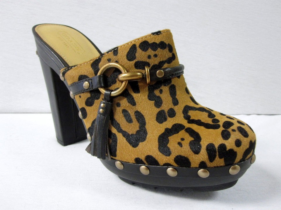 new in box authentic coach rana cheetah clog heels 9