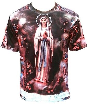 Lady of Lourdes MARY HOLY MADONNA Religion Tattoo Star Designer T 