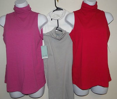 NWT HILLARD & HANSON Petite Womens Sleeveless Turtleneck Shirt Top PS 