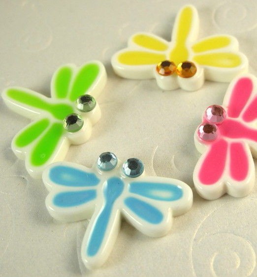 16 x resin dragonfly flatback beads hair bows gem sb220