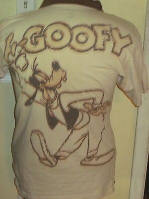  GOOFY SILHOUETTE GOLFING IVORY POLO GOLF SHIRT COTTON S 