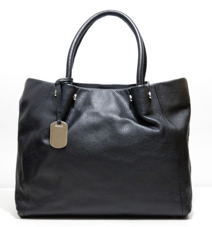 FURLA BLACK NEW NERIN PEBBLED LEATHER TOTE SHOPPER BAG $478 BNWT