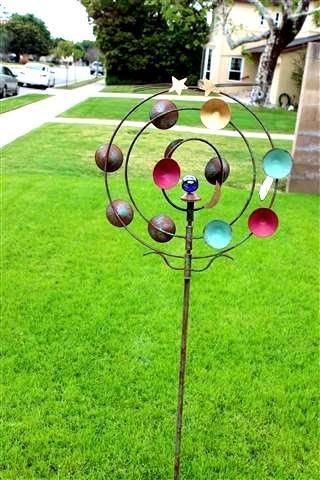 METAL WINDMILL SHOOTING STAR WIND SPINNER YARD STAKE GARDEN STAKE YARD 