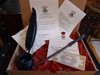 Harry Potter Magic Wand, cauldron, quill, ink recepie, acceptance 