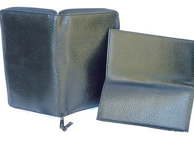 FIELD MANOR ZIP AROUND WALLET~MATCHING CHECKBOOK COVER~BLACK~NEAR MINT 