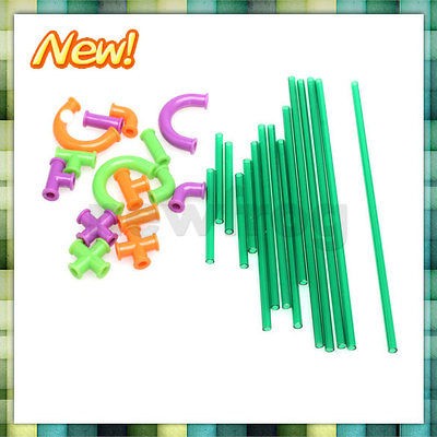 Flexible DIY Crazy Straw Set Construct Imagine 30 Parts Fun Wacky