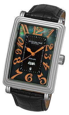 Stuhrling 102AXL Uptown Esquire Automatic MOP Black Dial Mens Watch