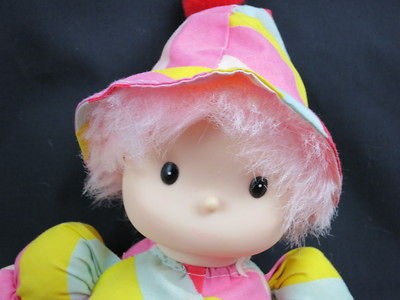 VINTAGE MADE IN HONG KONG PASTEL STRIPES PINK HAIR CIRCUS CLOWN GIRL 