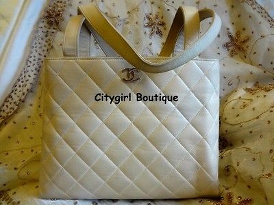 Authentic CHANEL JUMBO Quilt Lambskin Leather LOGO TOTE Shoulder Bag 