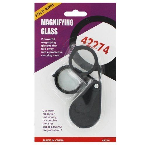 Sunrise Global Plastic Fold Away Magnifying Glass, Black, Each   42274