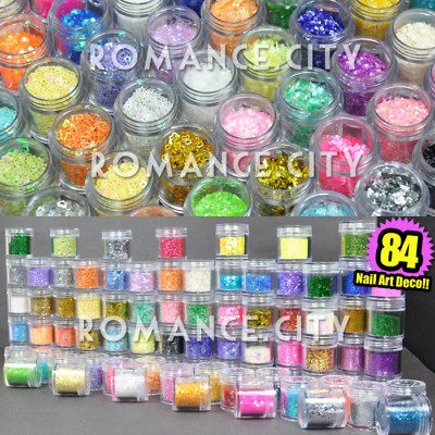 84 pcs NAIL ART GLITTER MYLAR CRUSHED SHELLS STRIPS SHEETS #423