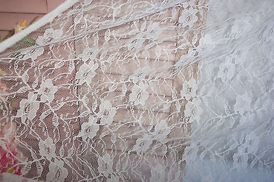   Cottage Chic Vintage Style WHITE Lace Curtain Tiers w/ Valance 36x40