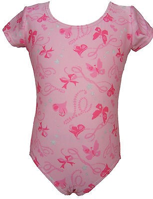 TALENT TALE GIRLS DANCE/ GYMNASTIC PRINTED SHORT SLEEVE LEOTARD XS (4 