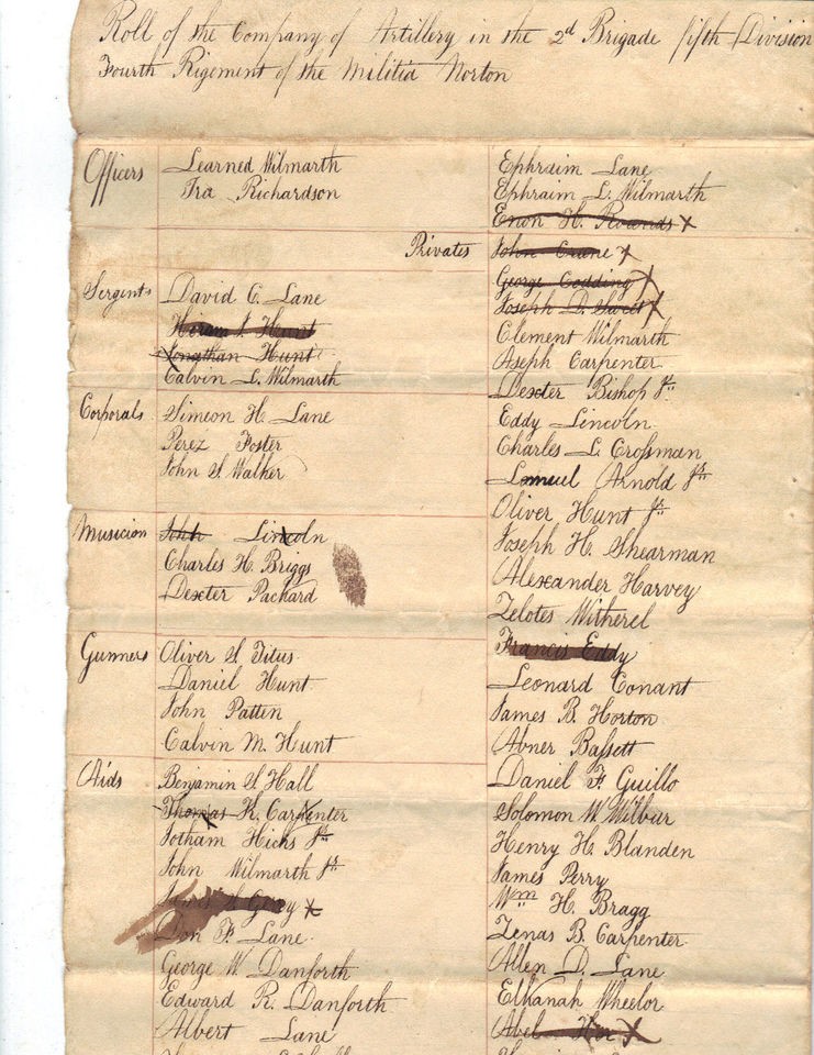 1830 militia roll norton taunton massachusetts  202