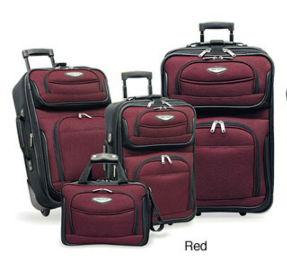 traveler s choice amsterdam 4 piece luggage set red time