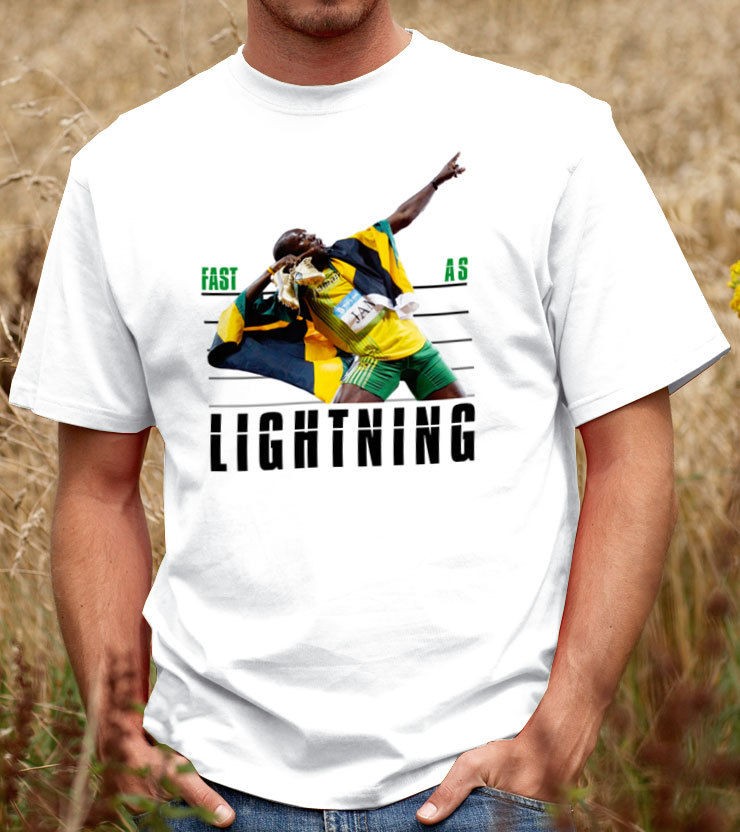 Fast As Lightning T shirt, Usain Bolt Sprinter 2012 Tshirt, (TTC D203 