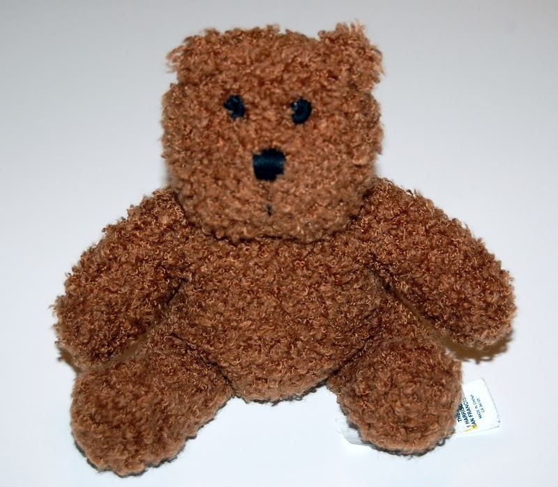 baby gap curly dark brown 6 plush bear rattle brannon