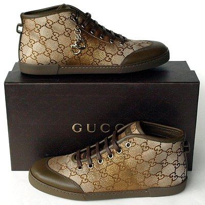 GUCCI New Womens Sneakers Shoes sz 38 G   8.5 Guccissima GG High Top 