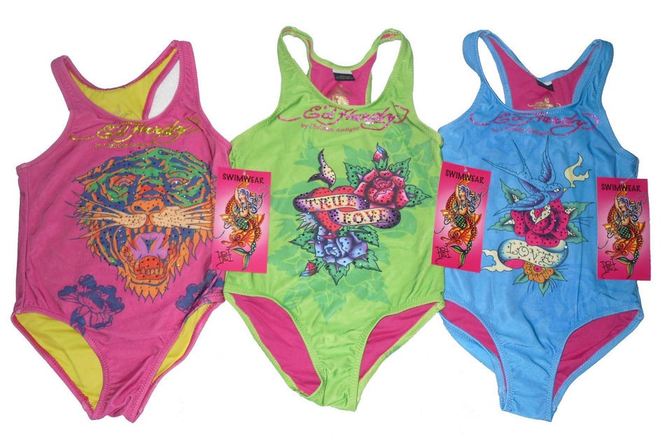 GIRLS SWIMMING COSTUME DESINGER ED HARDY 4 5 6 7 8 9 10 11 12 13 14 