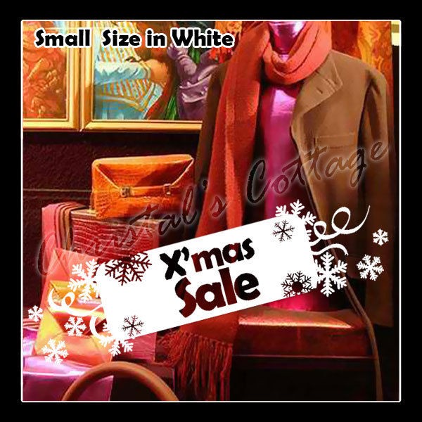 Christmas Sale Sign Tab Snow Snowflake Shop Window Wall Art 