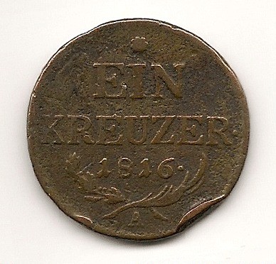 1816 a ein kreuzer 1 kreuzer copper coin time left