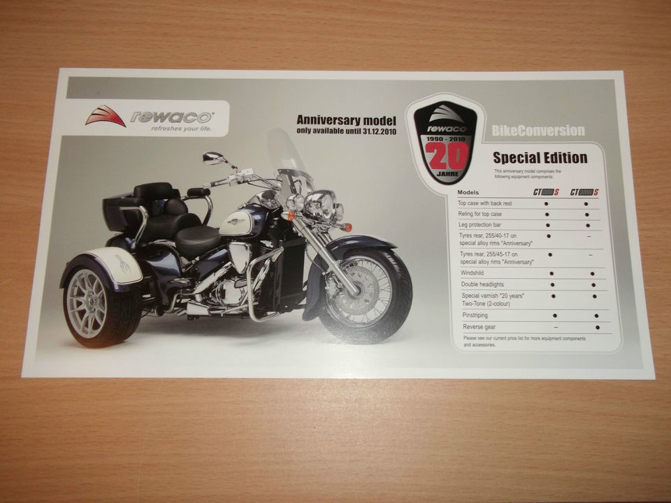 Trike Brochure. Rewaco CT800S & CT1800S 2010 Anniversary Edition Bike 