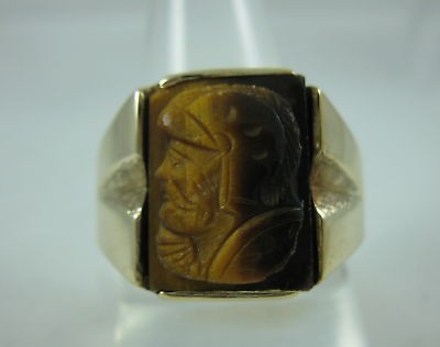 men s 10k yg tiger eye trojan ring 9 8